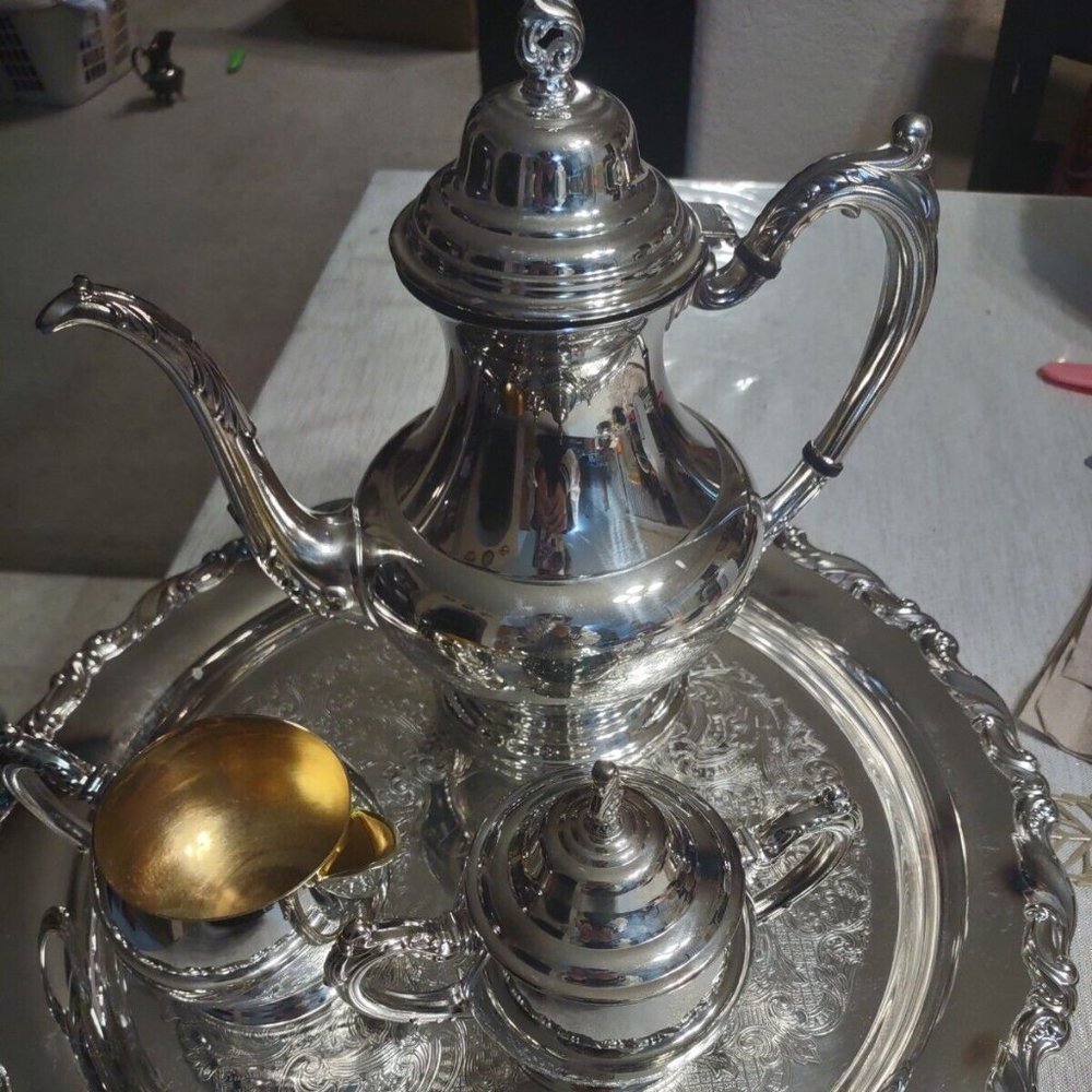 Jostens Heirloom Plate 4 Piece Silverplate Tea Set